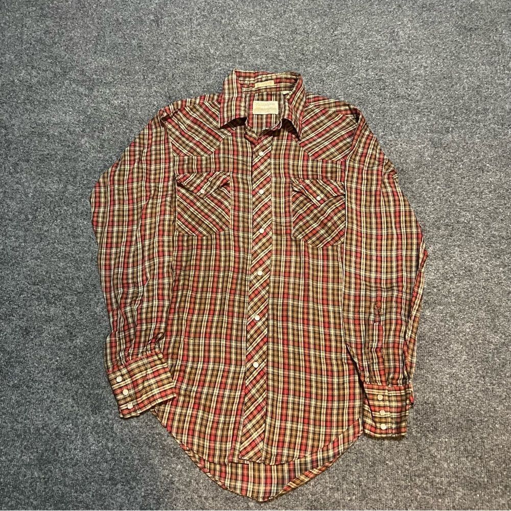 Vintage 80’s plaid snap button plainsman shirt